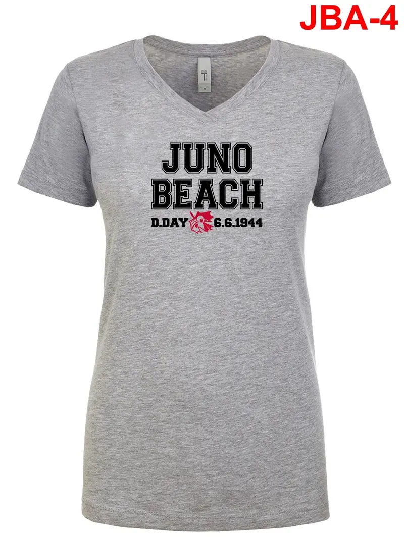 Juno Beach Heather Gray Ladies’ V-Neck Tee 1