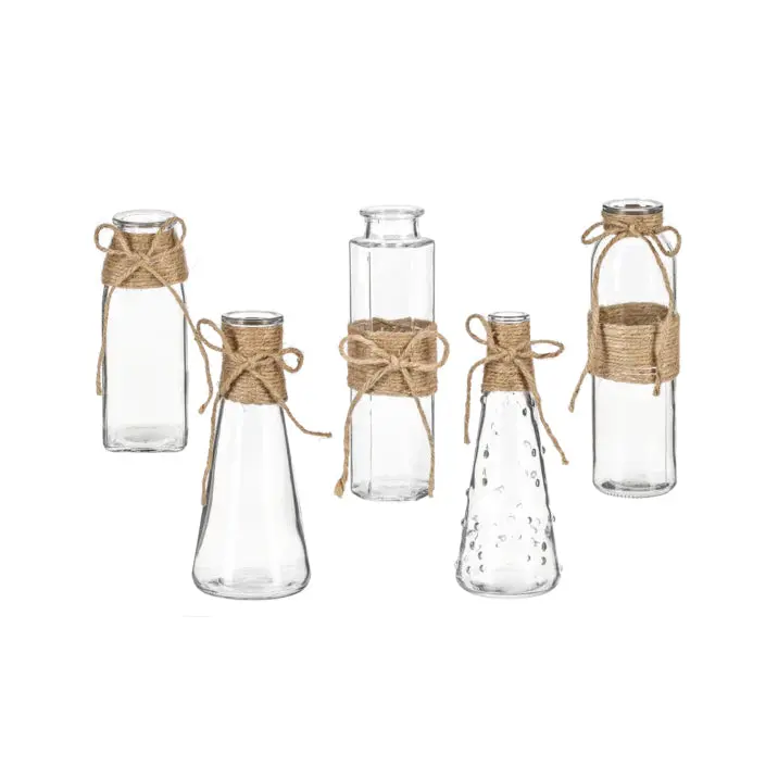 Jute-Wrapped Bud Vase Set – Natural Textured Table Arrangement 1