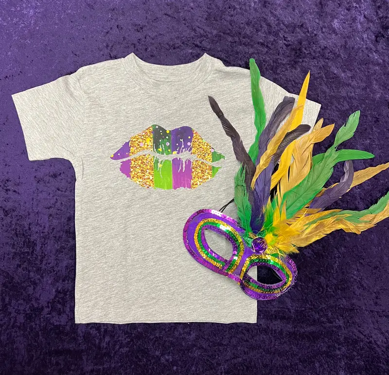 Kids’ Mardi Gras Lips T-Shirt – Playful Festival Top 1