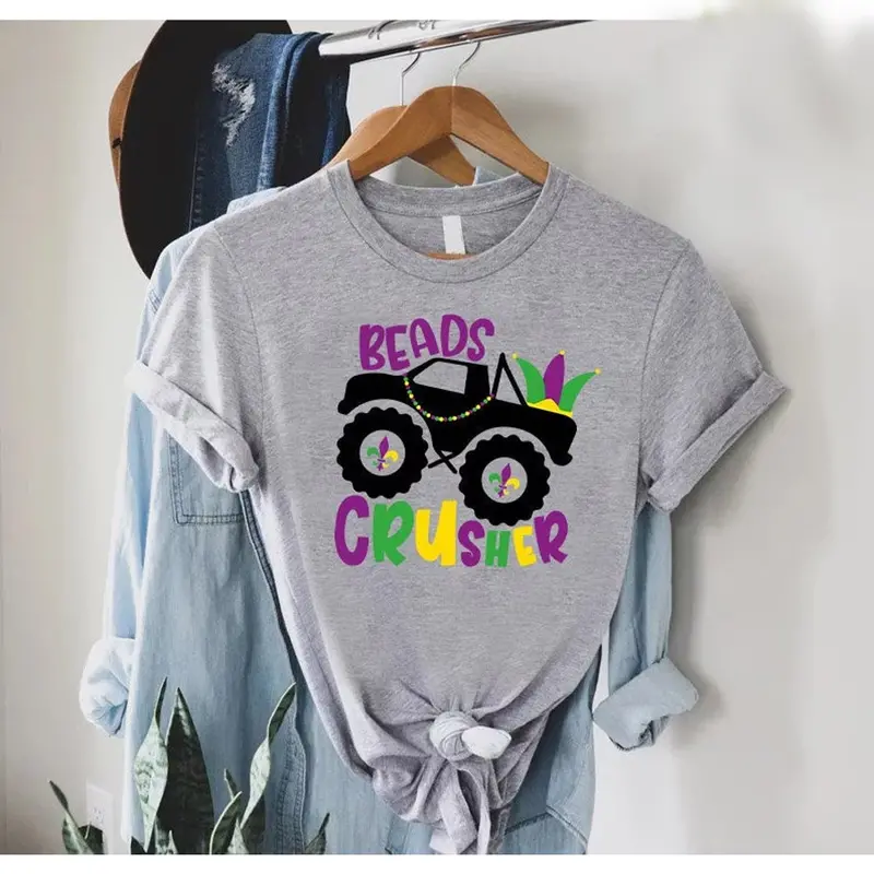 Kids’ Monster Truck Beads Crusher T-Shirt – Mardi Gras Edition 1