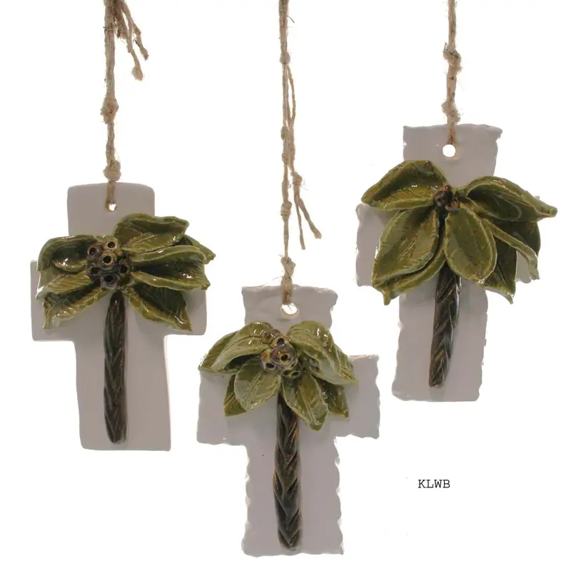 Kimberly Lang White Hurricane Cross Ornament With Brown Berries 1