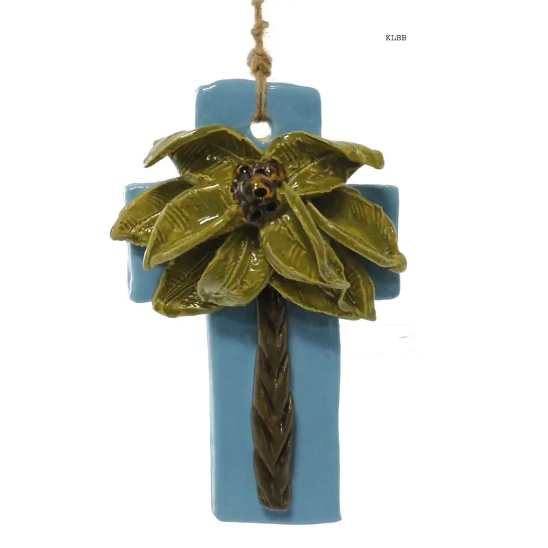 Kimberly Lang’S Signature Cross Necklace – Medium, Blue Enamel With Brown Berry Accents 1
