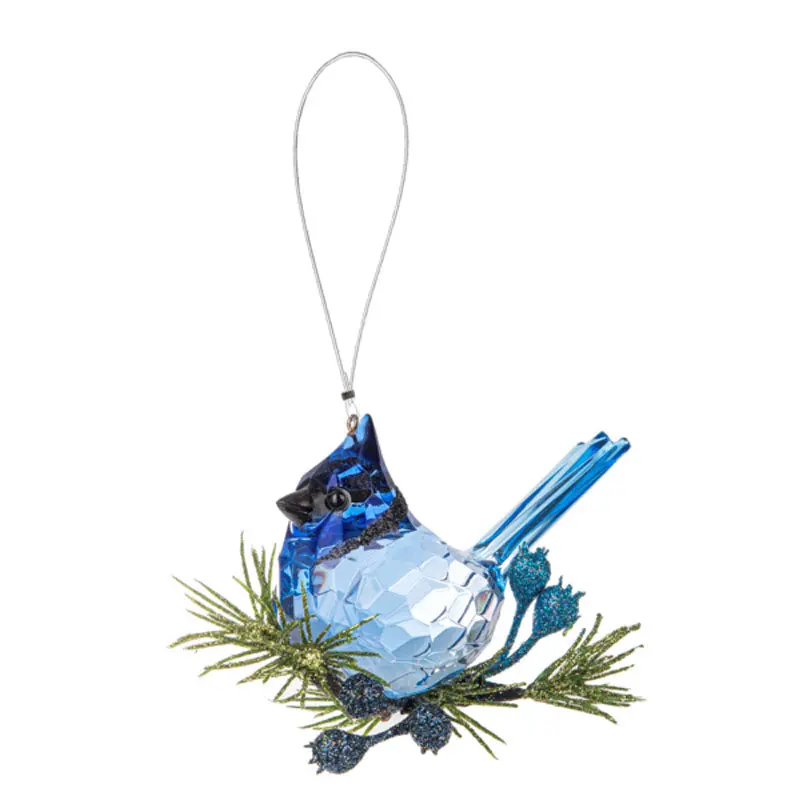 Kissing Blue Jay Krystal Ornament – 3.75" Handcrafted Bird Design 1