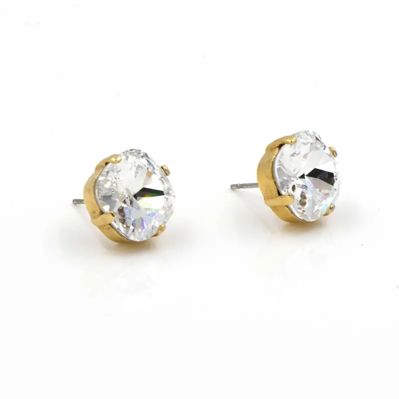 La Vie Parisienne Gold Crystal Stud Earrings – Sparkling Round Cz Pair 1