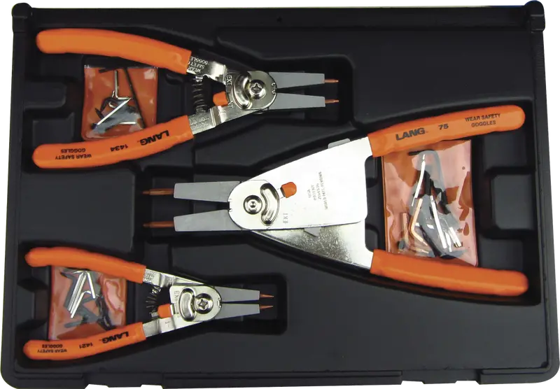 Lang 1465 Quick-Switch Circlip Plier Set – 3-Piece Internal/External + Interchangeable Tips 1