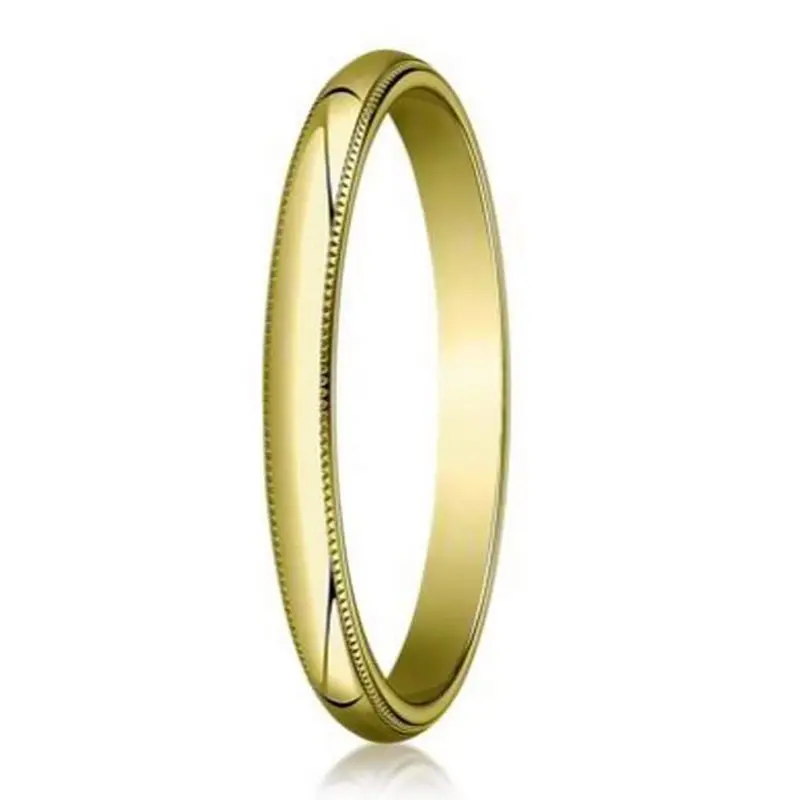 Langford Men'S 2Mm Polished 14K Yellow Gold Wedding Band With Milgrain Edge 1