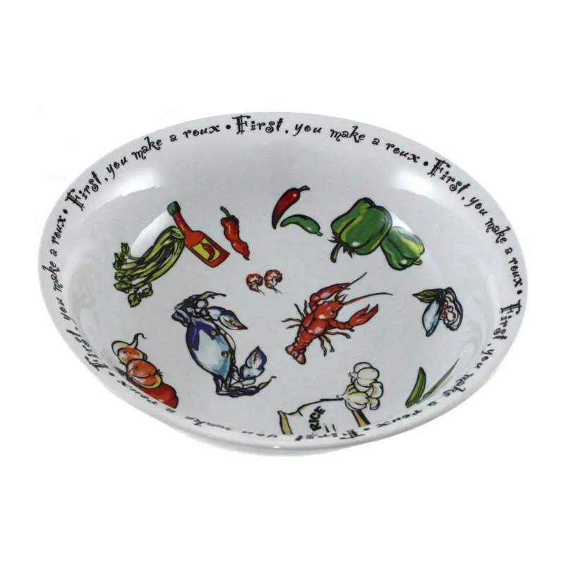 Large Ceramic Serving Bowl Featuring "First, You Make A Roux" Phrase 1