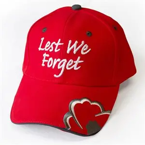 'Lest We Forget' Red Baseball Cap 1