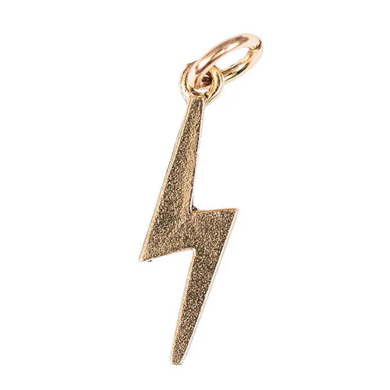 Lightning Bolt Charm In 14K Gold Plated Metal 1