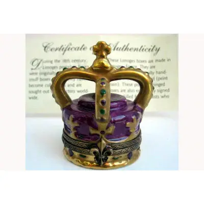 Limoges Porcelain Crown Trinket Box – Hand-Painted 1