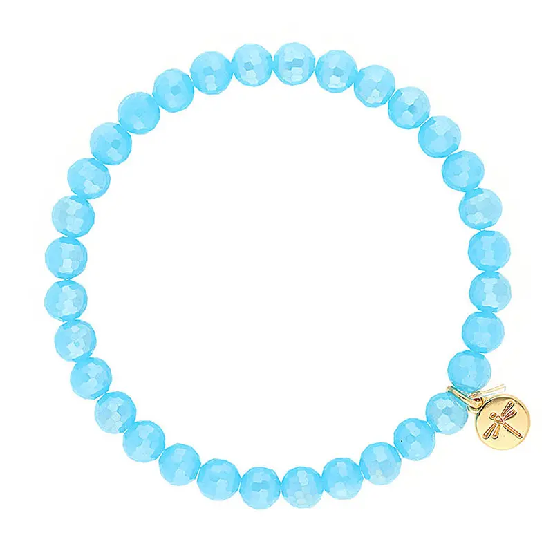 Liza'S Clairsville 6Mm Aqua Round Crystal Bracelet 1