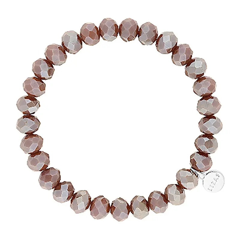 Liza'S Clarksville Taupe Crystal Bracelet – 8Mm Elegant Beads 1