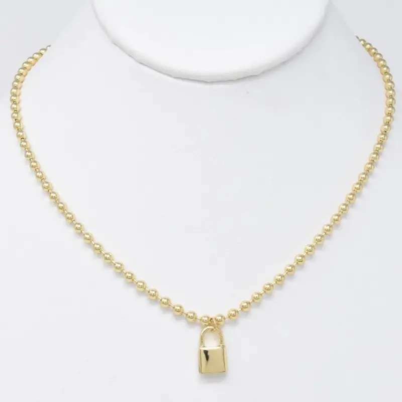 Lock It Up Modern Gold-Tone Pendant Necklace 1
