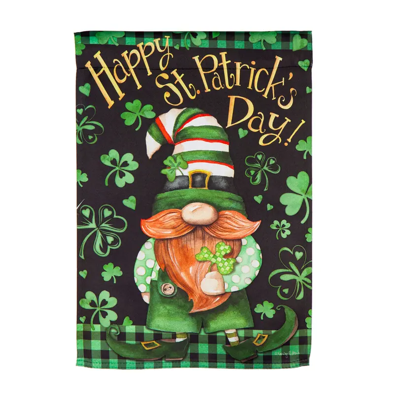Lucky Gnome Textured Suede Garden Flag 1