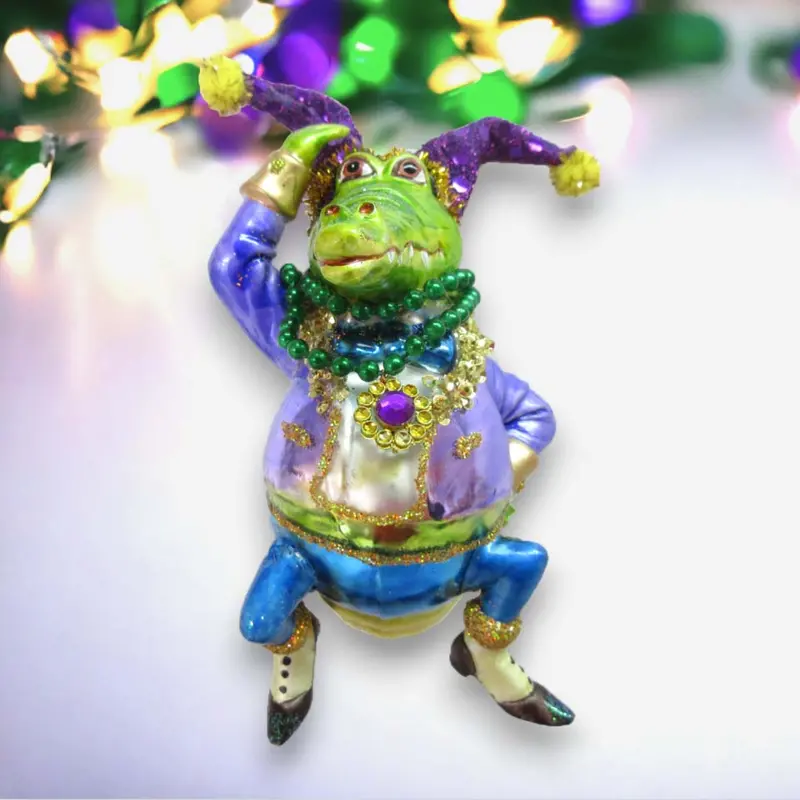 Male Crocodile Mardi Gras Ornament 1