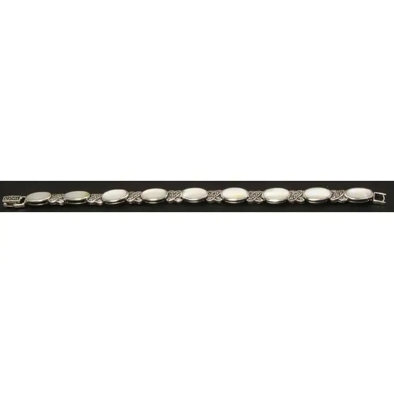 Marcasite And Mother-Of-Pearl Sterling Silver Bracelet 1