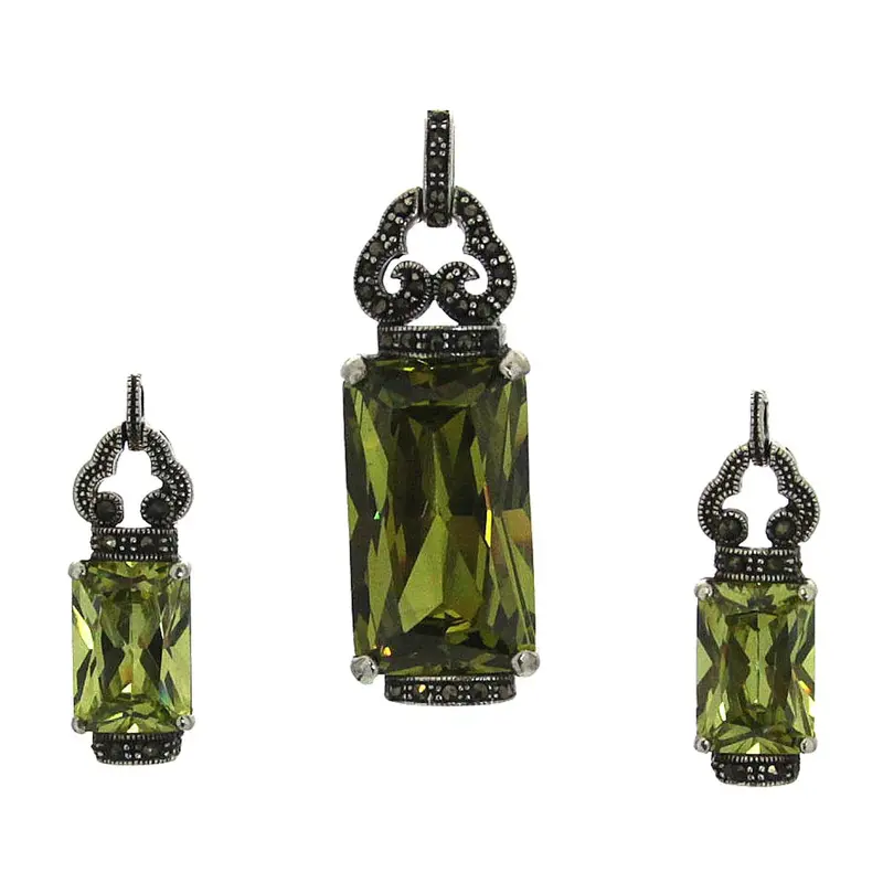 Marcasite Sterling Silver Pendant And Earring Set 1