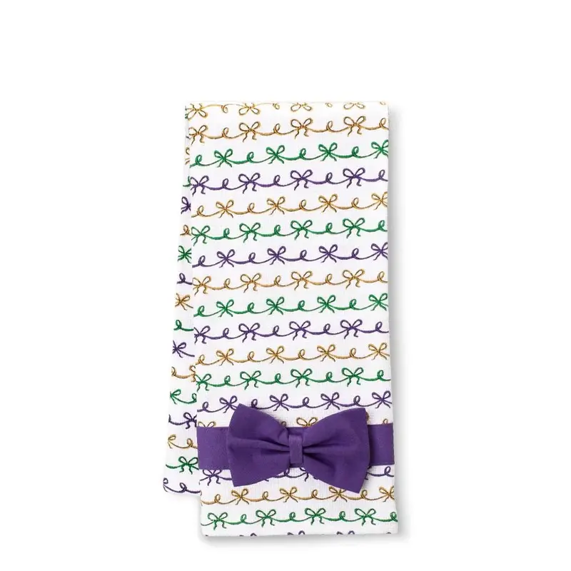 Mardi Gras Bows–Print Tea Towel For Kitchen Or Table Use 1
