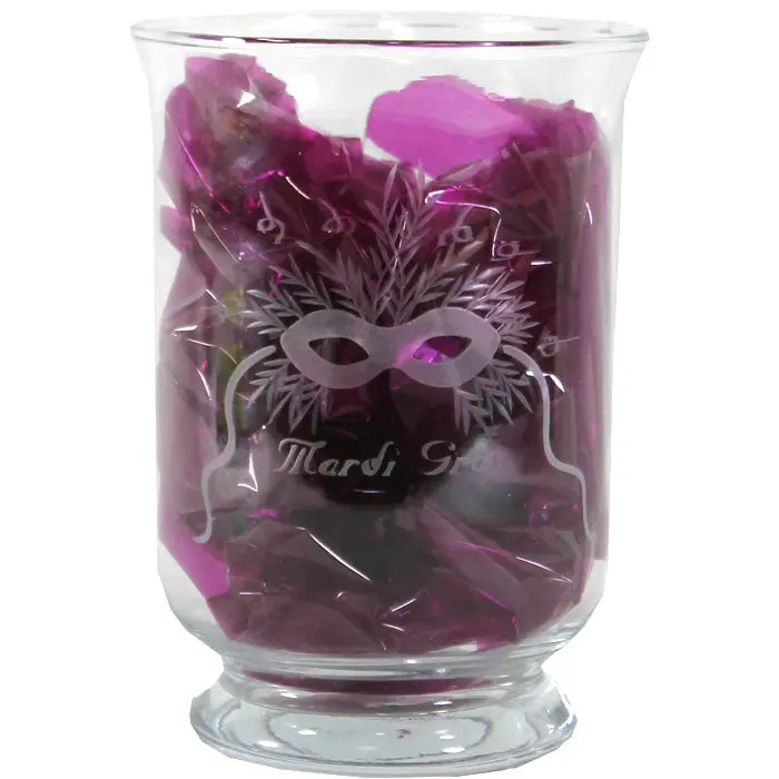 Mardi Gras Etched Glass Tumbler Or Serving Piece 1