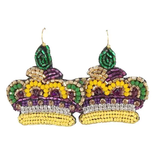 Mardi Gras-Inspired Crown Stud Earrings 1