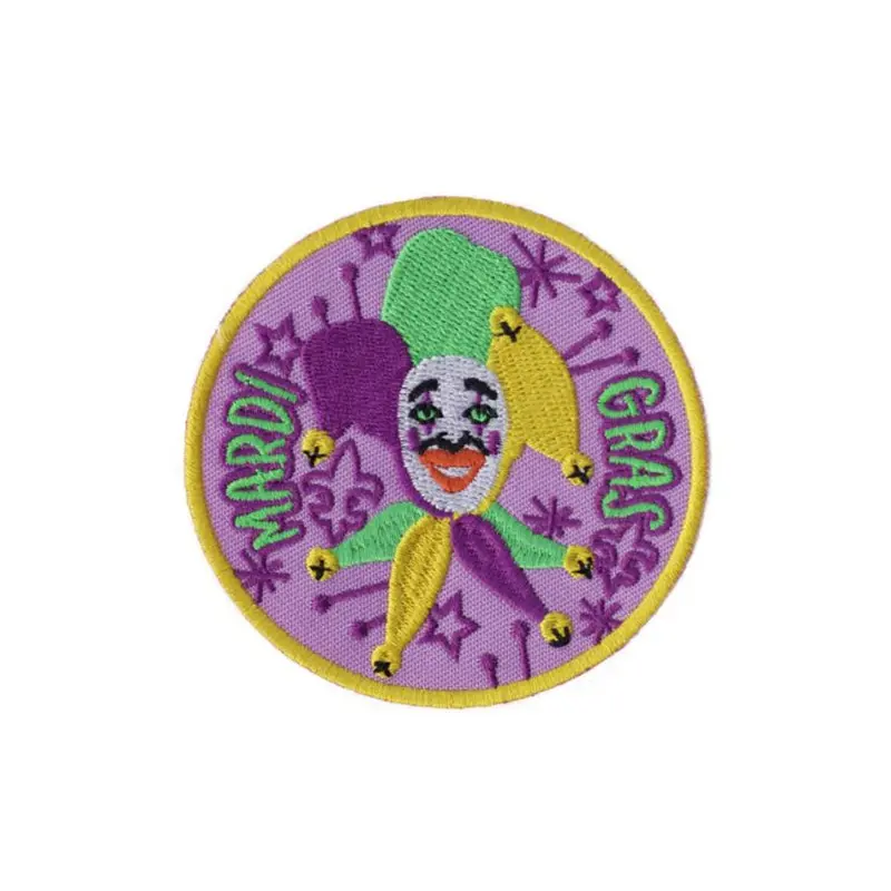 Mardi Gras Jester Embroidered Patch 1
