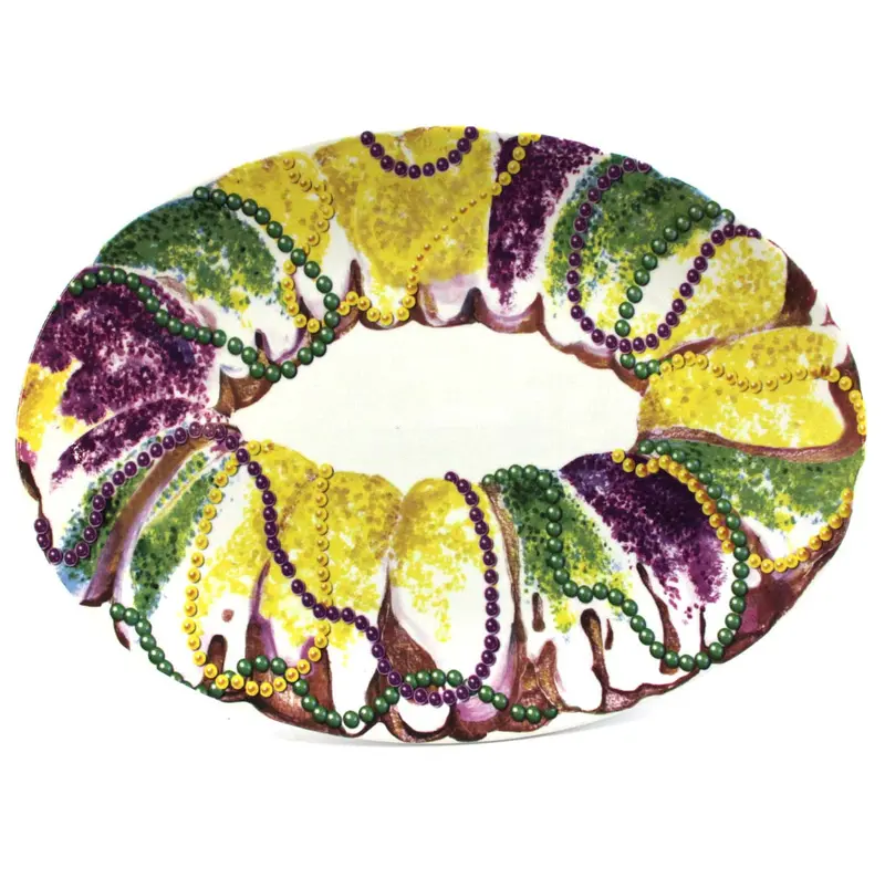 Mardi Gras King Cake Oval Serving Platter (16-Inch) 1