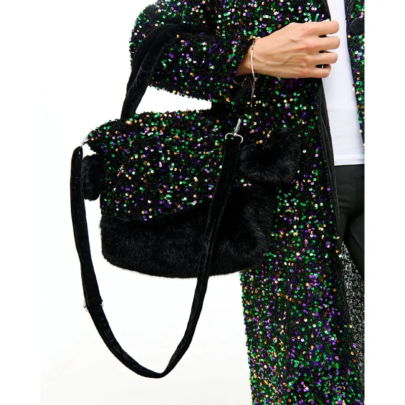 Mardi Gras Sequin Plush Tote Bag 1