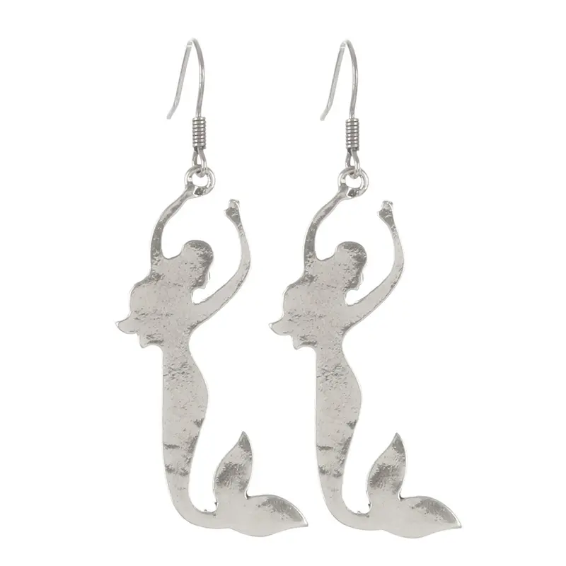 Mermaid-Themed Earrings In Aged Metal 1