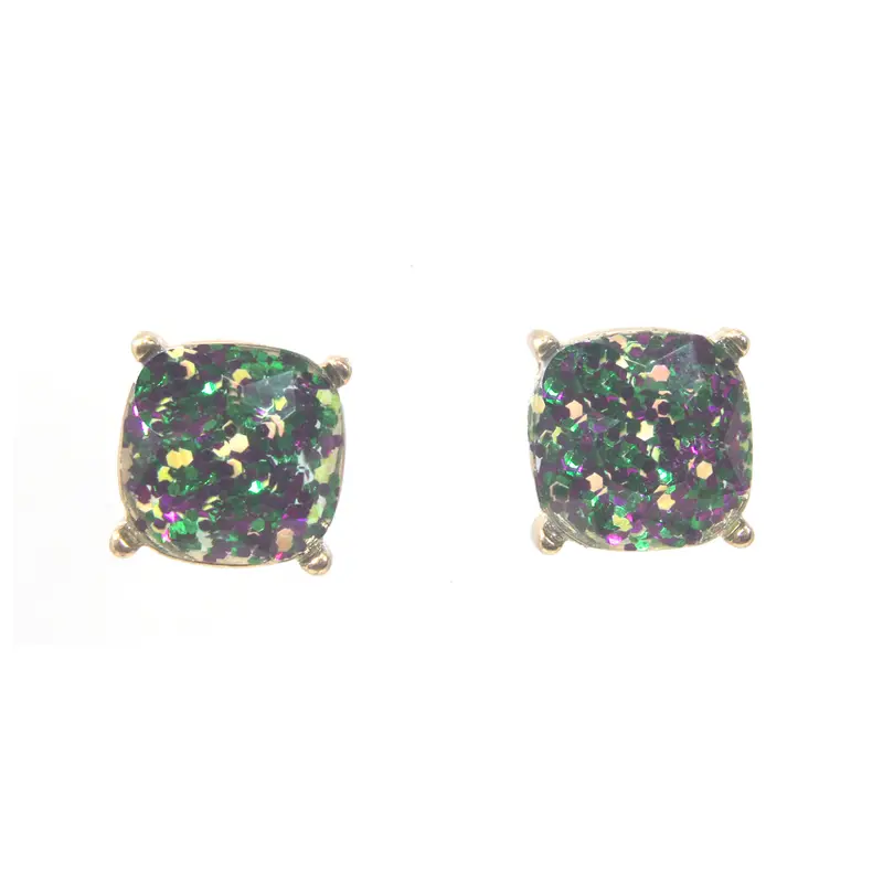 Minimalist Mardi Gras Stud Earrings – Two Sizes 1