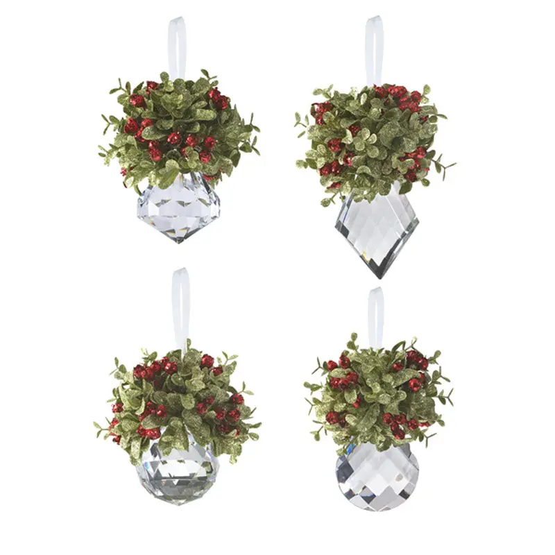 Mistletoe-Themed Krystal Holiday Ornaments Set 1