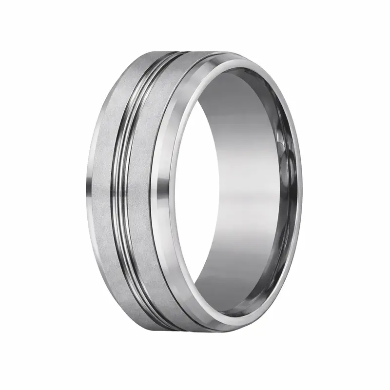 Modern Cobalt Chrome Men'S 6Mm Wedding Ring With Polished Center Cut 1