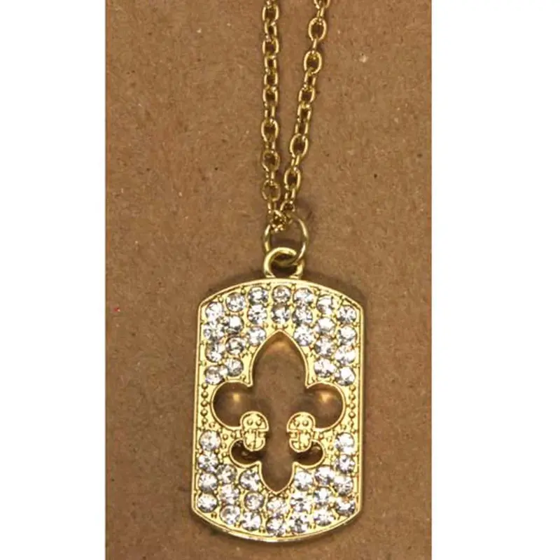Modern Fleur-De-Lis Dog Tag Pendant Necklace 1