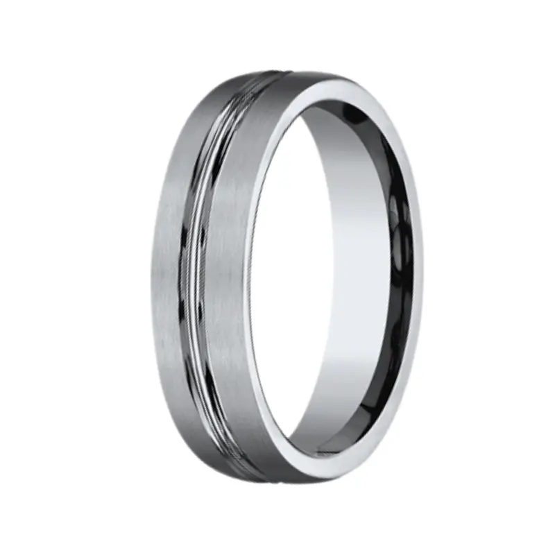 Modern Men'S 6Mm Titanium Wedding Ring With Satin Finish And Polished Center Cut 1