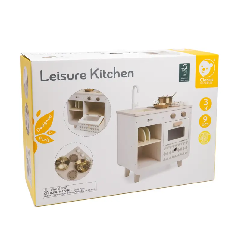 Modern Wooden Kitchen Playset – Classic World Pretend Cooking Toy 1