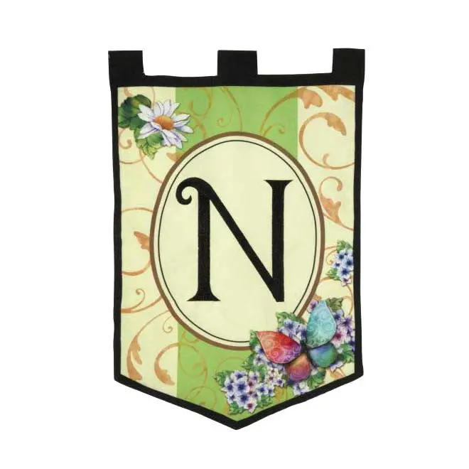 Monogrammed Garden Flag – Letter N Design 1