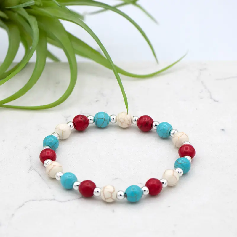 Montana Tri-Color Bracelet – Turquoise, Cream & Red 1