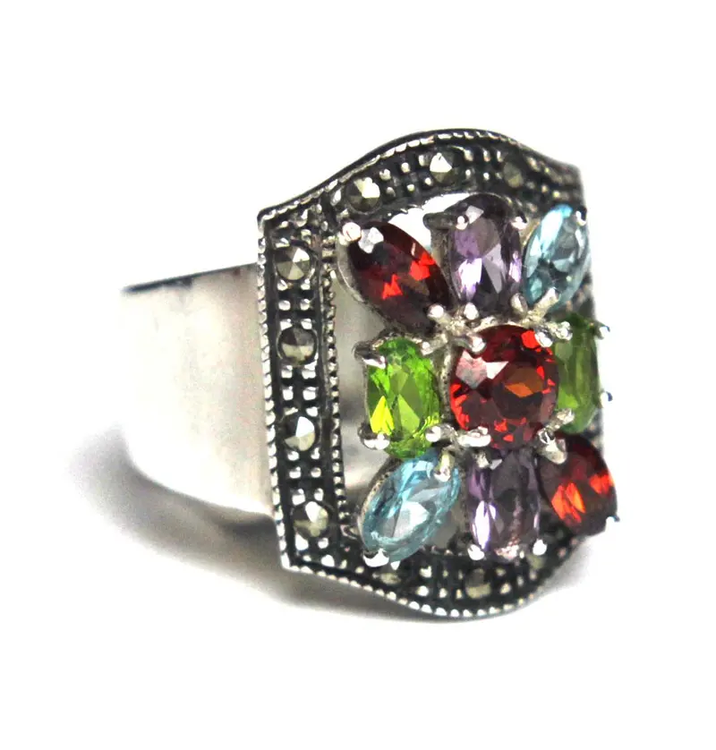 Multi-Stone Zirconia Sterling Silver Ring – Size 7 1