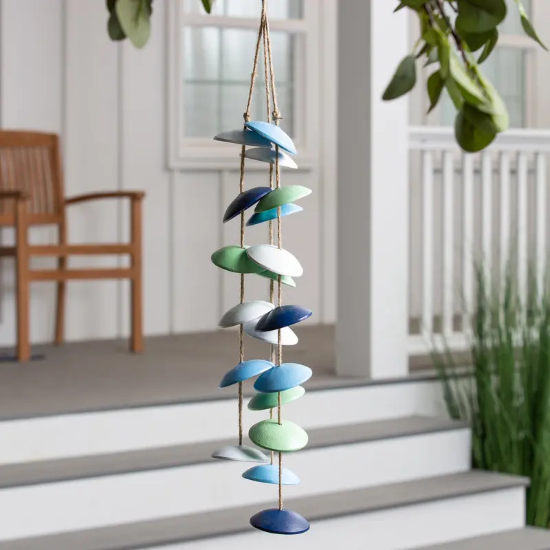 Multicolor Cast Aluminum Wind Chime With Natural Jute Cord 1