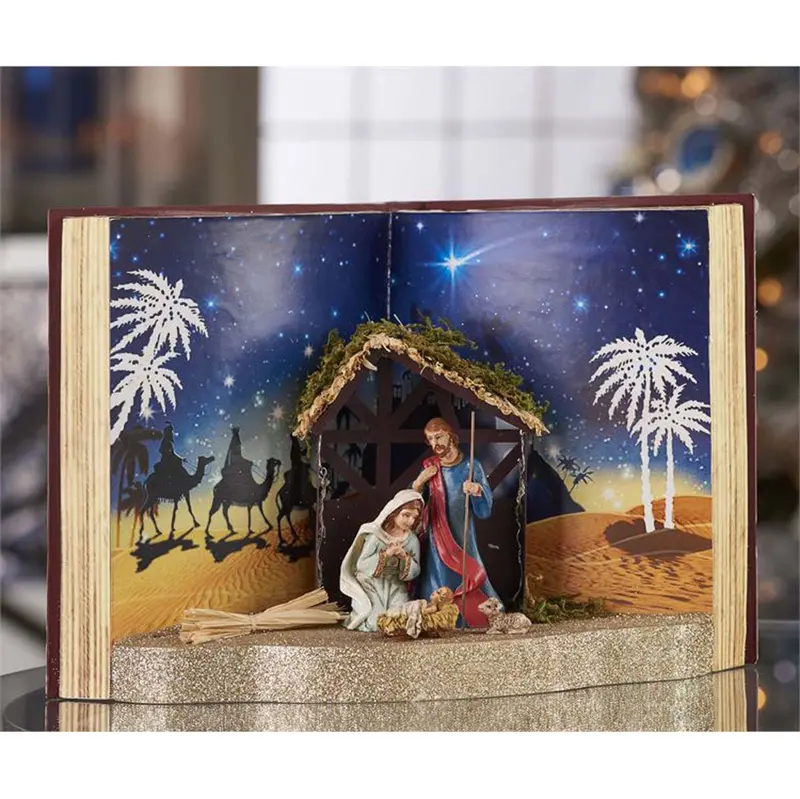 Nativity Scene Book Light – Warm Led Illuminated Display 1