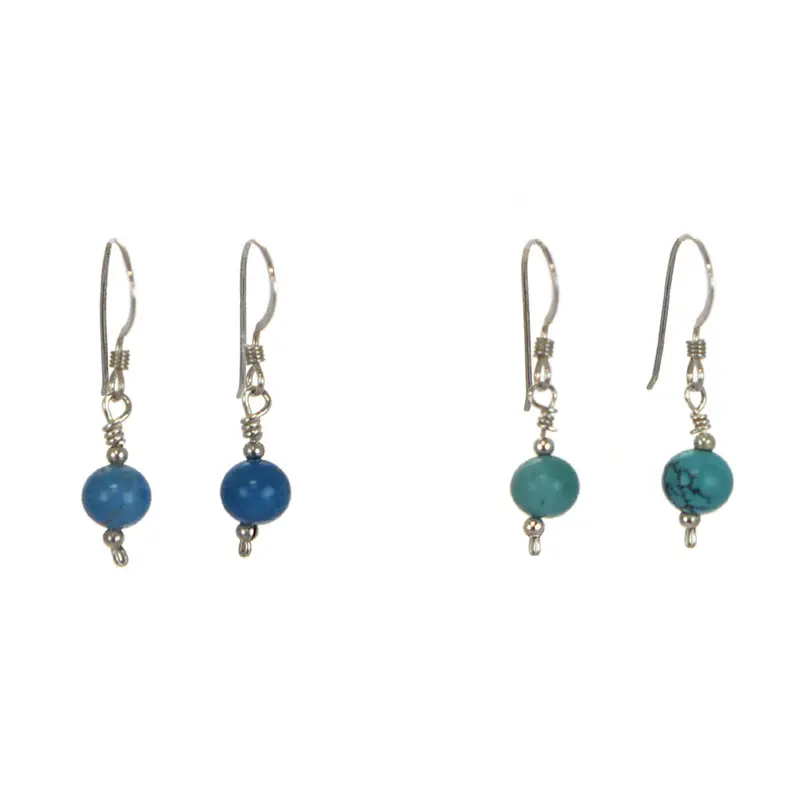 Natural Howlite Bead Dangle Earrings In Sterling Silver 1