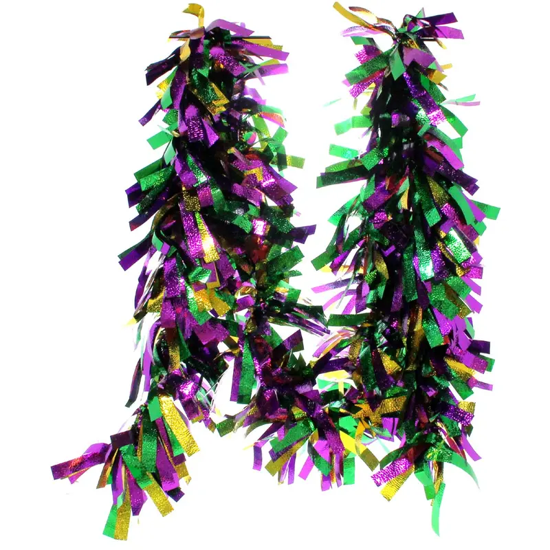 Natural Twig Garland With Mardi Gras Embellishments 1