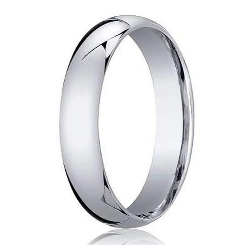 Noble 4Mm Domed 10K White Gold Men'S Wedding Ring 1