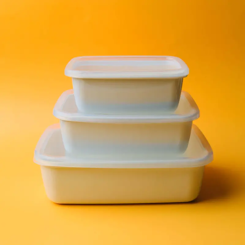 Noda Horo Enamel Rectangular Lidded Food Container 1