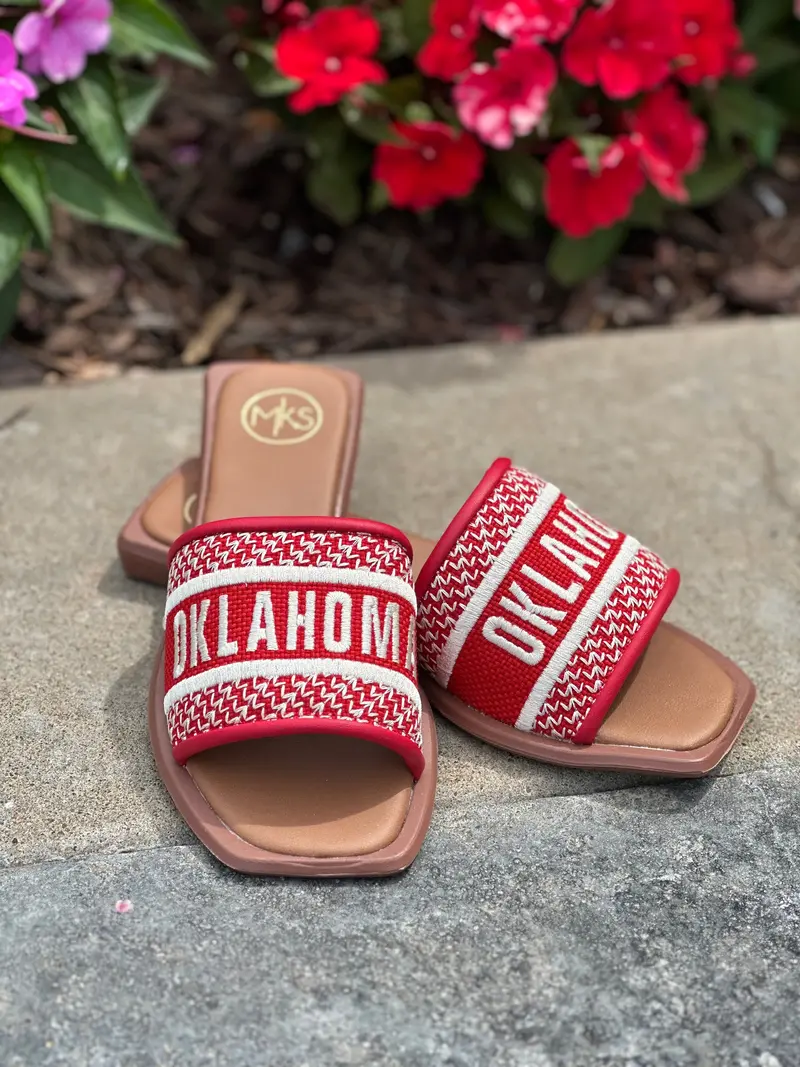 Oklahoma Slide Sandals In Bold Red 1