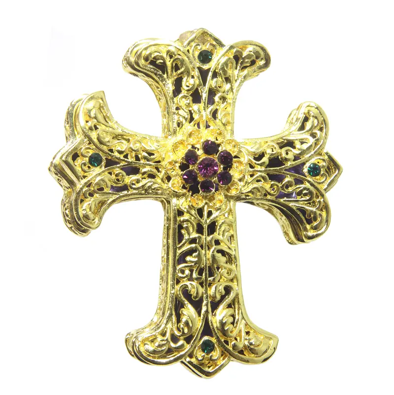Ornate Gold-Finished Cross Filigree Keepsake Box 1