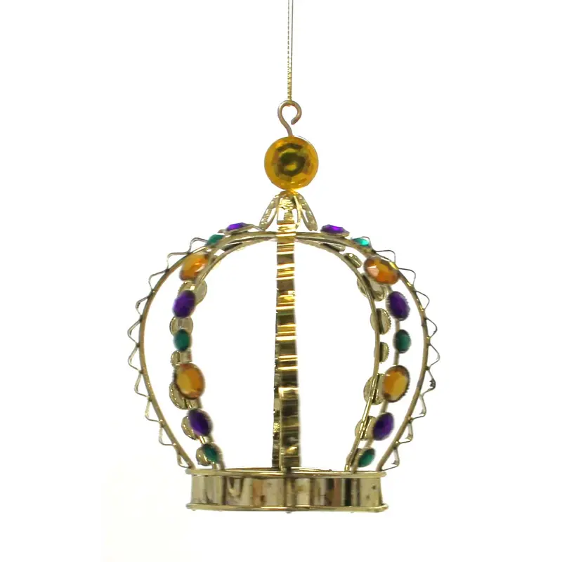 Ornate Metal Crown Ornament – 8" Mardi Gras Jewelry-Inspired Decor 1