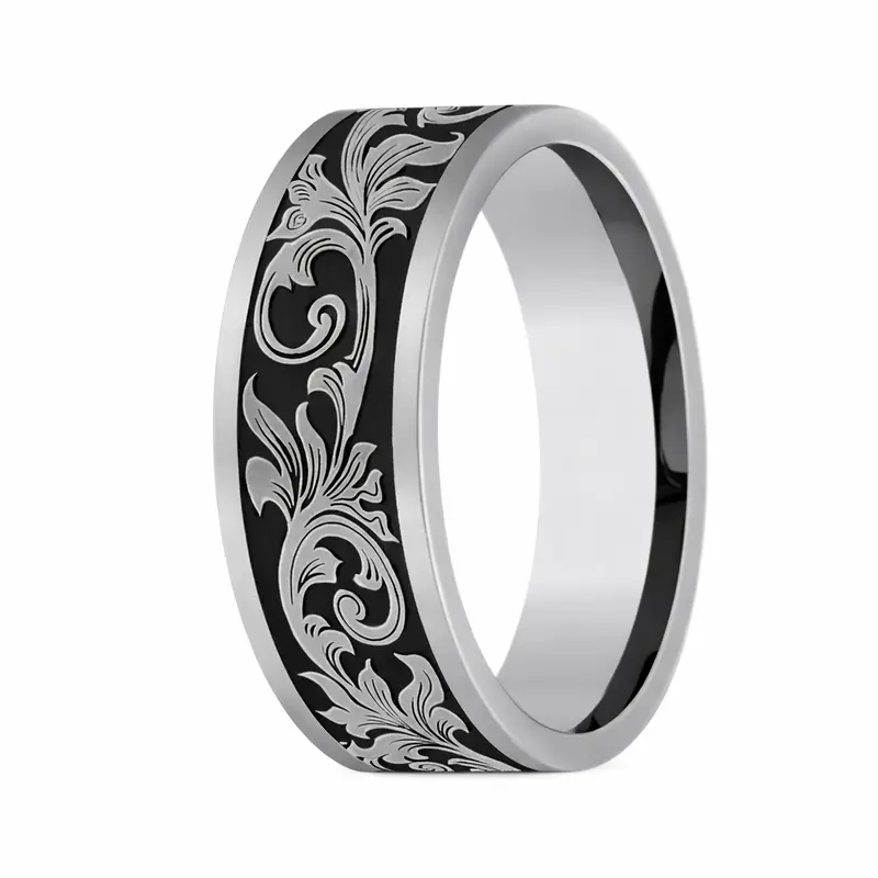 Palace Script-Engraved 7Mm Tungsten Carbide Ring 1