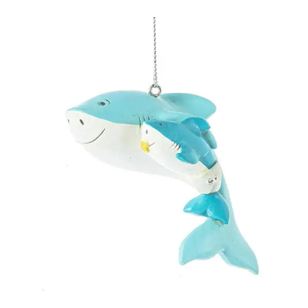 Parent & Diapered Baby Shark Ornament – Playful Shark Family Duo 1