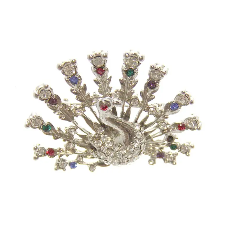 Peacock Feather Brooch In Sterling Silver 1