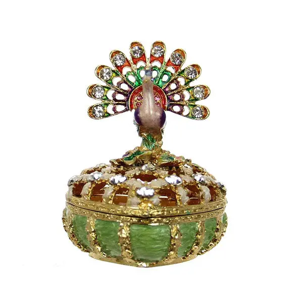 Peacock-Themed Trinket Box With Matching Necklace 1